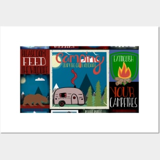 Retro Camping Badges Pattern Posters and Art